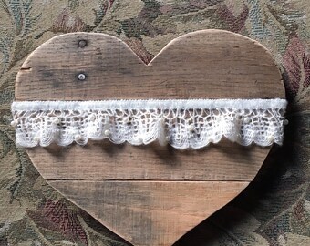 Rustic Handmade Heart with Delicate Pearl Trim