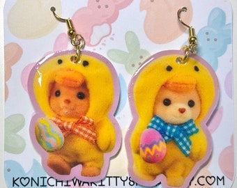 Handmade Earrings sylvanian families calico critter kidcore easter egg vintage decora toys sanrio cute jfashion picnic kitsch