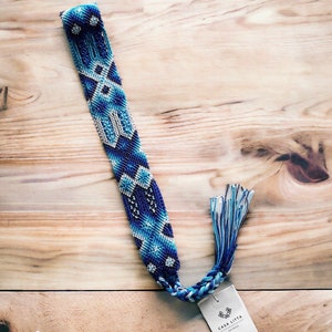Mexikanischer bunter Gürtel, Boho handgewebter Gürtel, Sommergürtel Muttertagsgeschenk Blau 105 cm