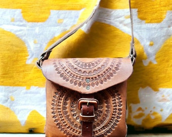 Umhängetasche aus Leder, Boho Crossbody mexikanische Tasche, Geschenk für Mama