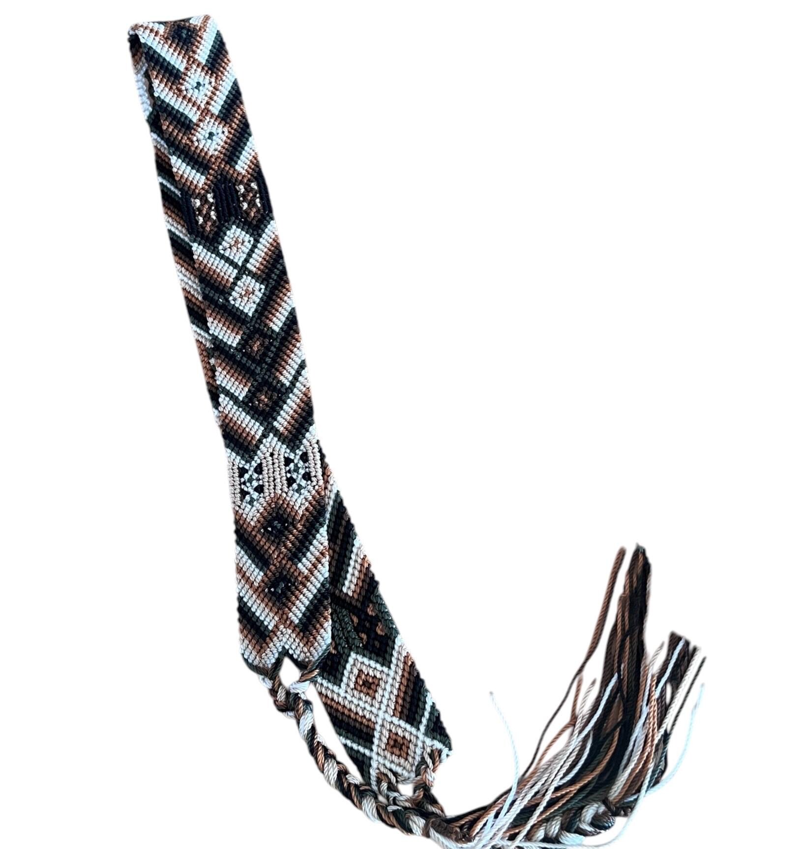 Handmade Handwoven Mexico Boho Belt Peruvian Handmade Embroidered Wool Belt with Floral Pattern  main image 2