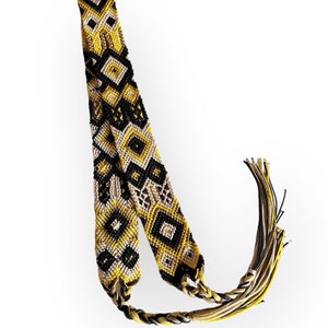 Mexikanischer bunter Gürtel, Boho handgewebter Gürtel, Sommergürtel Muttertagsgeschenk Gelb 105 cm