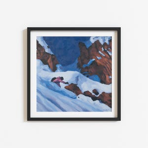 Skiing Art Print, Ski Painting, Alaska Mountain Decor, Gift for Skier, Ski Poster, Ski House Decor, Mountain Home Gift, Chugach Mountains