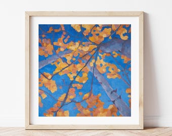 Aspen Trees Art Print, Aspen Wall Art, Mountain Painting, Autumn Landscape Art, Colorado Gift, Colorado Poster, Fall Leaves, Yellow Foliage