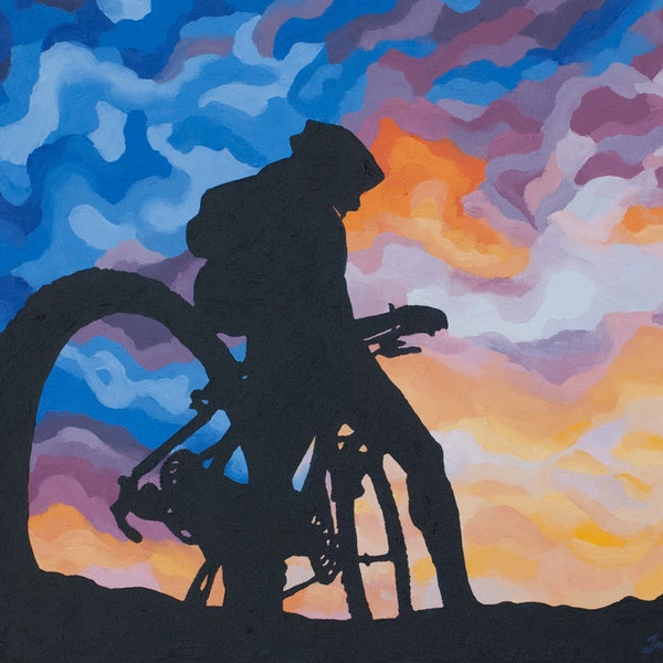 Mountain Bike Art Print ~ Colorado Biking Art Print ~ "Perfect Evening" ~ Mountain Biking Poster ~ Biking Painting Reproduction