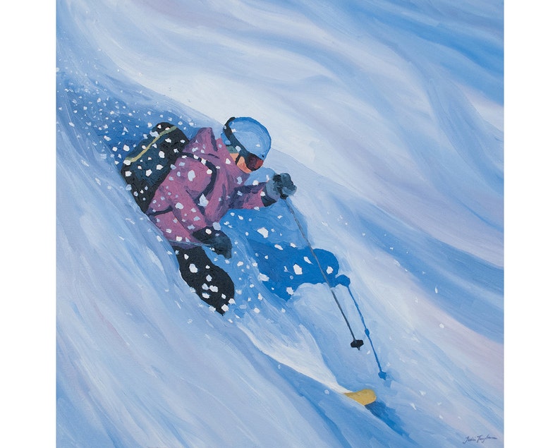 Ski Art Print Skiing Print Plentiful Powder Colorado Ski Print Ski Poster Ski Painting Reproduction image 1