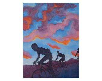 Original Cycling Art, Gift for Triathlete, Peloton, Large Bike Art, Cycling Gifts, Biking Painting, Original Painting, Pro Cycling Wall Art