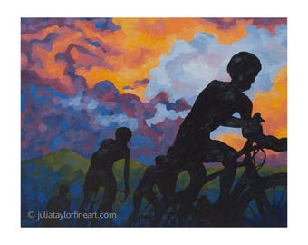 Bicycle Wall Art, Original Bike Painting, Bike Art Abstract, Peloton, Gift for Triathlete, Bike Race Art, Road Biking, Gift for Cyclist