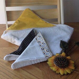 Baby Hooded Towel and Wash Cloth Set - Yellow Black White - Girl - Baby Shower Gift - Newborn Infant Bath Time image 5