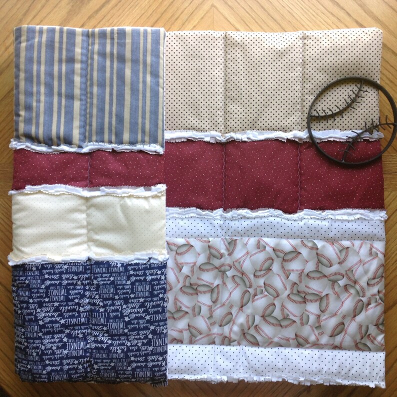 Crib Quilt Baby Quilt Baseball Navy Maroon Rag Quilt | Etsy
