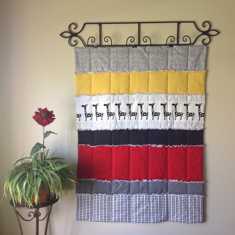 Crib Quilt Baby Quilt Red Black Yellow White Giraffe Etsy