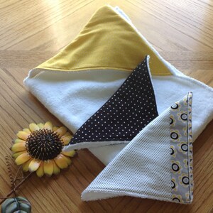 Baby Hooded Towel and Wash Cloth Set - Yellow Black White - Girl - Baby Shower Gift - Newborn Infant Bath Time image 2