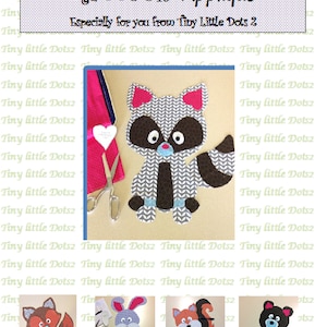 Woodland Animal Applique PATTERN - RACCOON Pillow Pattern - Pillow Toy - Quilt Applique - Wall Hanging Applique