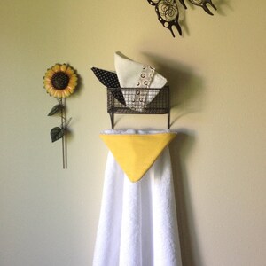 Baby Hooded Towel and Wash Cloth Set - Yellow Black White - Girl - Baby Shower Gift - Newborn Infant Bath Time image 3