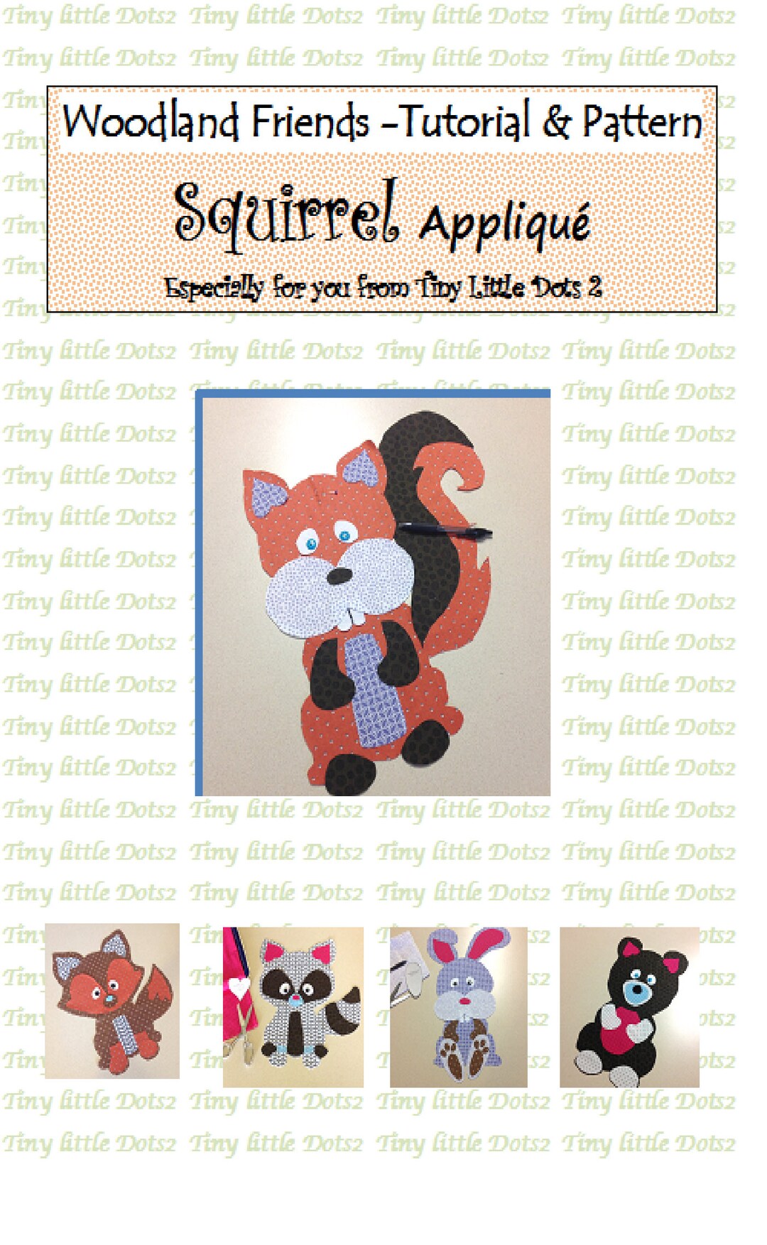 Squirrel Applique Block Pattern Woodland Animal Applique PATTERN - SQUIRREL Pillow Pattern - Pillow Toy ...