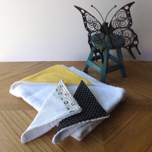 Baby Hooded Towel and Wash Cloth Set - Yellow Black White - Girl - Baby Shower Gift - Newborn Infant Bath Time image 4
