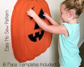 Kids Halloween Activity - Felt Jack O Lantern Pumpkin PATTERN -  No Sew DIY Easy Craft Printable PDF - Decorate Toy - Halloween Decoration