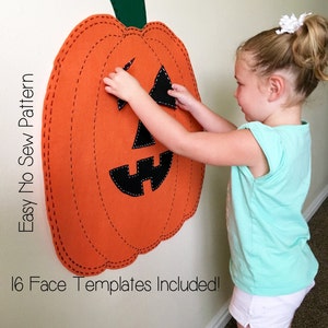 Kids Halloween Activity - Felt Jack O Lantern Pumpkin PATTERN -  No Sew DIY Easy Craft Printable PDF - Decorate Toy - Halloween Decoration