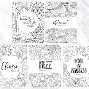 Who I Am in Christ Scripture Coloring Pages | Set of 5 | Inspirational Art | Scripture Art
