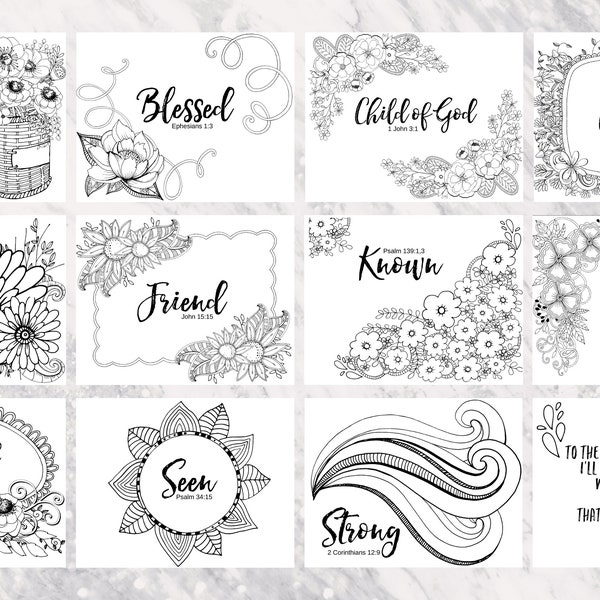 Called By Name Scripture Coloring Cards | Set of 12 | Inspirational Art | Scripture Art