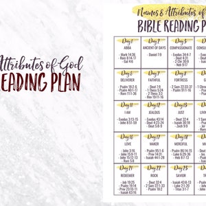 Names and Attributes of God Bible Reading Plan | Instant Download - Etsy