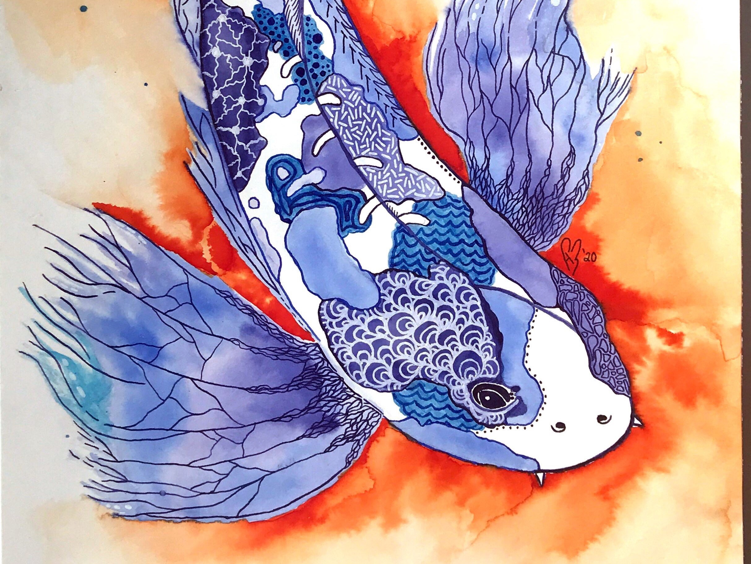 Koi Fish Print | Fish Print | Zentangle | Digital Print