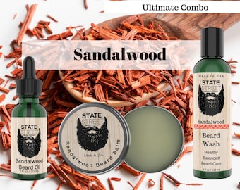 Ultimate Beard Kit - Sandalwood - Nourishing and Softening Beard Kit - Beard Oil, Balm and Wash Combo