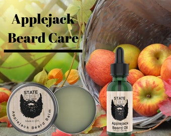 Beard Oil & Balm Kit - Applejack Scent - Nourishing and Softening - Gift For Him