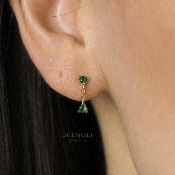 CZ Dangle Earrings, White, Emerald, Turquoise, Sapphire, Black, Opal, Gold, Silver SHEMISLI - SS209, SS210, SS288, SS289, SS290, SS291