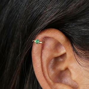 Tiny CZ Stone Helix Hoop Earrings, White Stone, Emerald, Turquoise, Opal, Gold, Silver SHEMISLI SH616, SH196, SH637, SH646, SH656, SH666