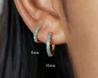 Simple Turquoise cz Hoop Earrings, Huggies, Gold, Silver SHEMISLI SH126, SH127, SH128, SH129, SH130, SH131