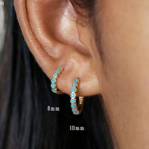 Simple Turquoise cz Hoop Earrings, Huggies, Gold, Silver SHEMISLI SH126, SH127, SH128, SH129, SH130, SH131