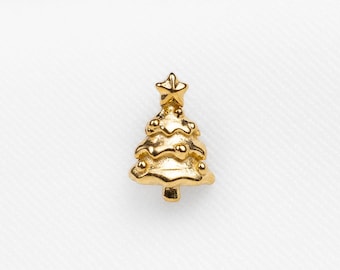 Christmas Tree Star Stud, Threadless Flat Back Earring, Minimalist Style, A-SS1378