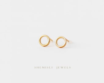 Open Circle Studs Earrings, Gold, Silver SHEMISLI - SS131