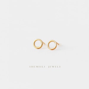 Open Circle Studs Earrings, Gold, Silver SHEMISLI - SS131