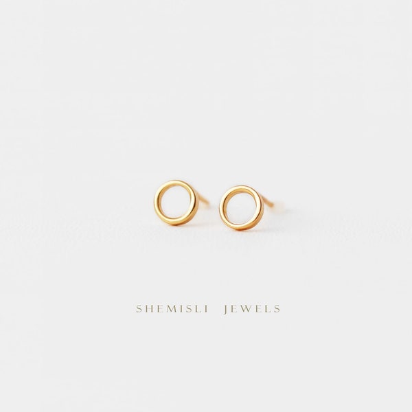 Open Circle Studs Earrings, Gold, Silver SHEMISLI - SS131