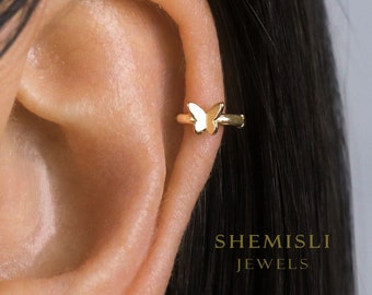 Tiny Butterfly Helix Cartilage Hoops, Gold, Silver SHEMISLI - SH217 LR