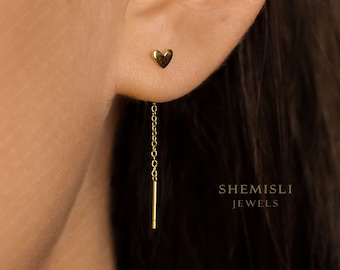 Tiny Heart Ear Threader, SHEMISLI - ST015 NOBKG