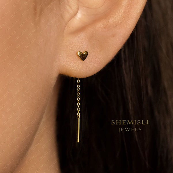 Tiny Heart Ear Threader, SHEMISLI - ST015 NOBKG