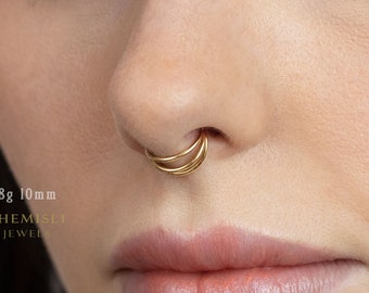 Split Triple Septum Ring, Nose Ring, Hoop Earring, Conch Hoop, 18 or 16ga, 8, 10 or 12mm, G23 Titanium SHEMISLI SH523, SH524, SH525, SH526