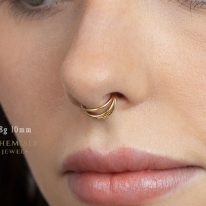 Split Triple Septum Ring, Nose Ring, Hoop Earring, Conch Hoop, 18 or 16ga, 8, 10 or 12mm, G23 Titanium SHEMISLI SH523, SH524, SH525, SH526 image 1