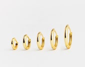 Simple Round Hoop Earrings Huggies Gold Silver SHEMISLI - Etsy