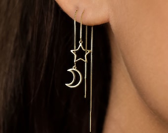 Mismatched Open Moon and Star Ear Threader, SHEMISLI - ST011 NOBKG