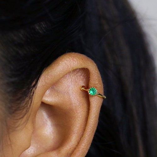 CZ Stone Ear Cuff Earring No Piercing is Needed Gold Silver Etsy