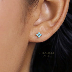 Trèfle à 4 feuilles, blanc, émeraude, turquoise, saphir, noir, unisexe, or, argent SHEMISLI SS040, SS079, SS080, SS246, SS247