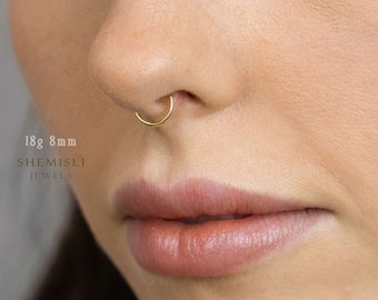 Titanium Round Nose Ring, Septum Ring, 20ga, 18ga, 16ga, ID 6-12mm, Solid G23 Titanium, SHEMISLI SH436...SH446...SH456...