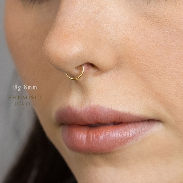 Titanium Round Nose Ring, Septum Ring, 20ga, 18ga, 16ga, ID 6-12mm, Solid G23 Titanium, SHEMISLI SH436...SH446...SH456...