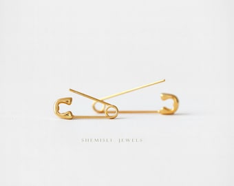 Safety Pin Hoop Earrings,  Gold, Silver SHEMISLI - SH190, SH191