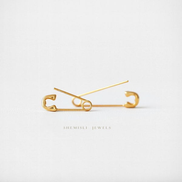 Safety Pin Hoop Earrings,  Gold, Silver SHEMISLI - SH190, SH191