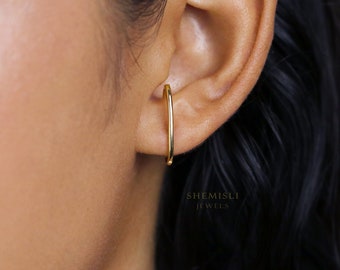 Stud Lobe cuff earrings, Gold, Silver SHEMISLI - SS053